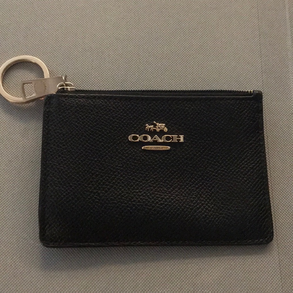 Coach leather card case with key chain